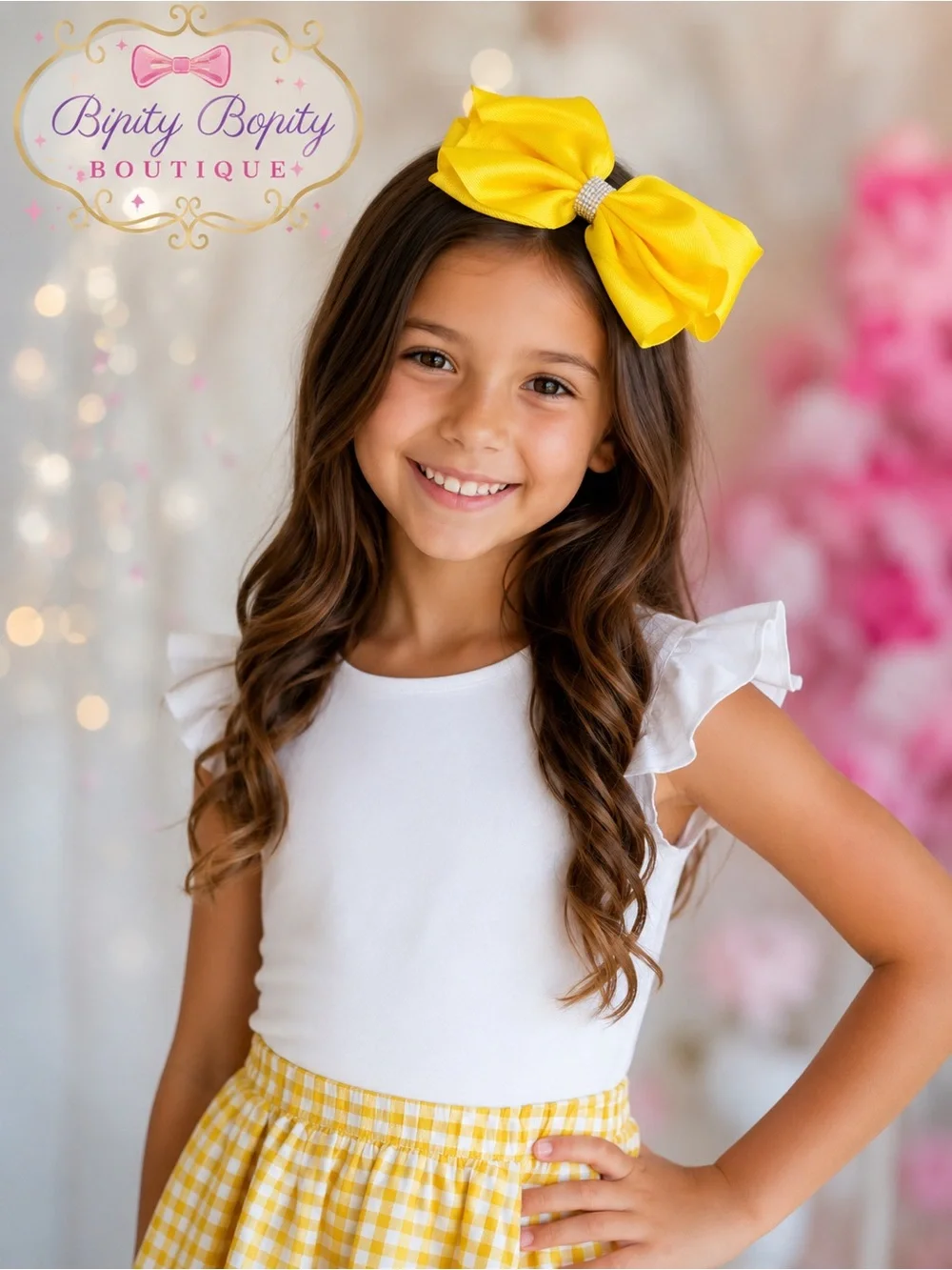 Disney Bibbidi Bobbidi Boutique Yellow Rhinestone Hair Bow - Fairy God Mother